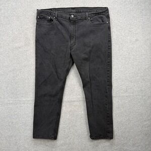 Levis 502 Jeans Mens 44x26 Short Black Denim Pants Stretch Straight Taper Flex